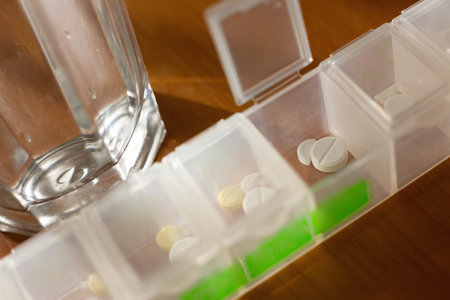 pill box. taking medicine.