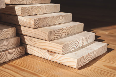 wooden plank stackの写真素材