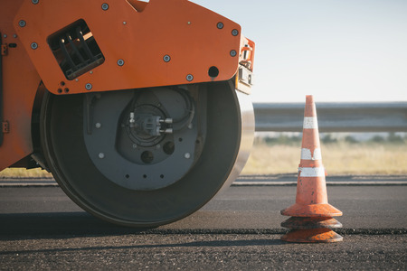 road construction. steamroller.の写真素材
