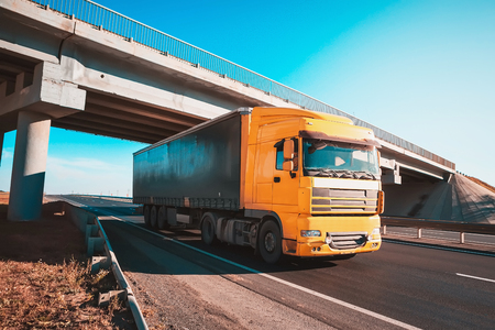 truck on the road freight transportationの写真素材