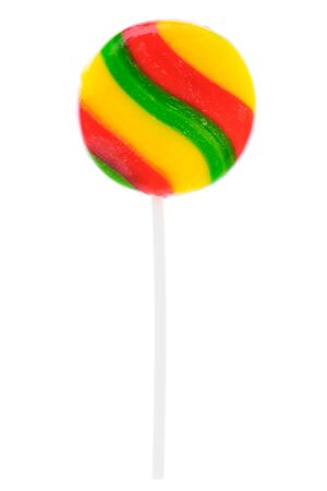 Single colorful lollipop isolated on white background の写真素材