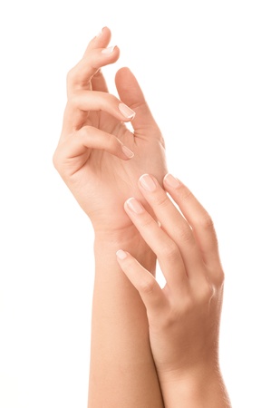 French manicured nails - isolated on white background の写真素材