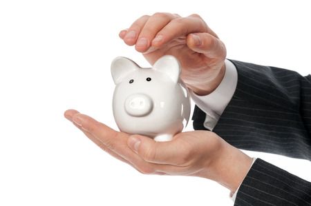 Protect your money concept  Two manの写真素材