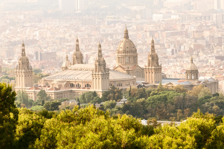 Montjuic National Palace in autumn, Barcelona, Spain.のeditorial素材