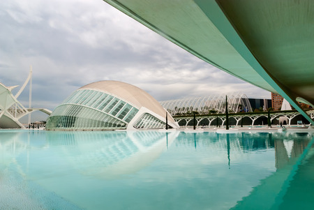 VALENCIA, SPAIN - OCTOBER 27, 2011  Hemisferic in The City of Arts and Sciences on October 27, 2011 in Valencia, Spain  This futuristic building was designed by the famous architect Santiago Calatrava  Lのeditorial素材