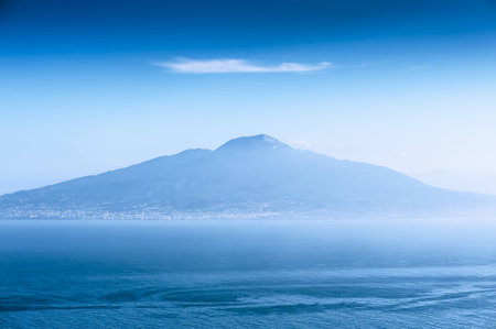View of Mount Vesuvius from Amalfi coast, Italy.の写真素材