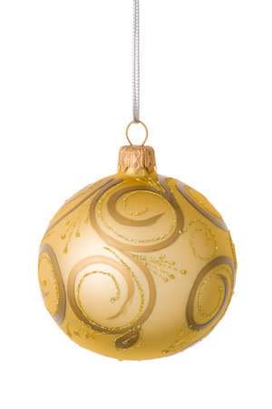 Beautiful golden christmas ball isolated on a white background.の写真素材