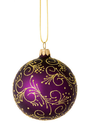 Beautiful purple christmas ball isolated on white background.の写真素材