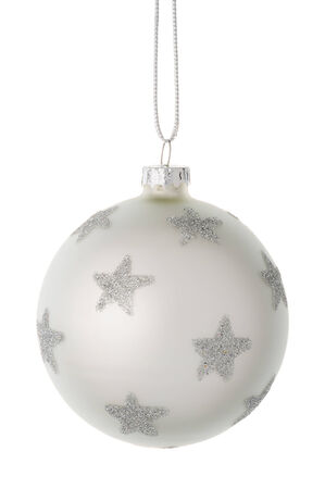 Beautiful christmas balls with crystals isolated on a white background.の写真素材