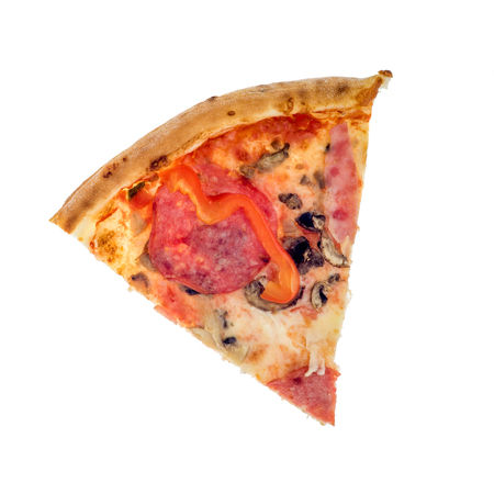 Pizza from the top isolated on white.の写真素材