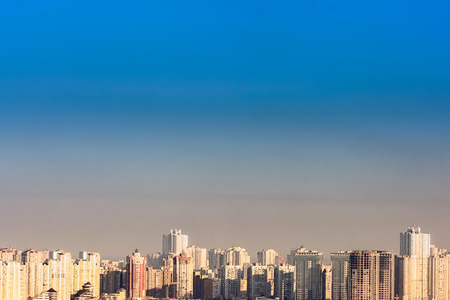 Kiev city view with blue sky, with copy space.の写真素材