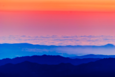 Beautiful sunset sky over the mountains. Photo taken in the Troodos mountains from peak の写真素材