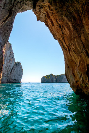 Blue grotto in Capri island, Italy. Inside cave view.の写真素材
