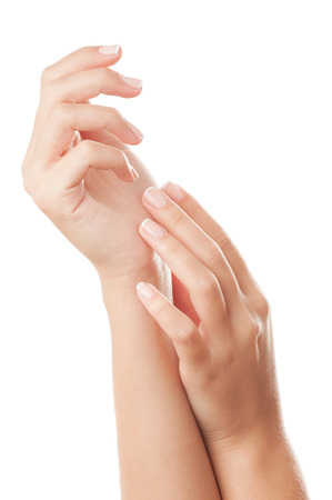 French manicured nails - isolated on white background.の写真素材