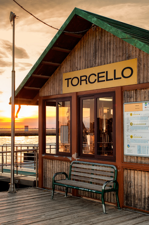 VENICE, ITALY - SEPTEMBER 20, 2012: The Torcello waterbus station on 20 September 2012 in Venice, Italy. It is one of a dozen ACTV vaporetto stops. Torcello is an island of the Venetian Lagoon.のeditorial素材
