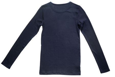 Female dark blue blouse t-shirt isolated on white background.の写真素材