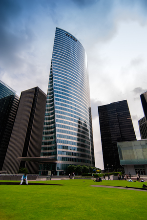 PARIS, FRANCE - MAY 3, 2011: La Defense district with modern buildings in Paris, France. La Defense is is a major business district in Paris.のeditorial素材