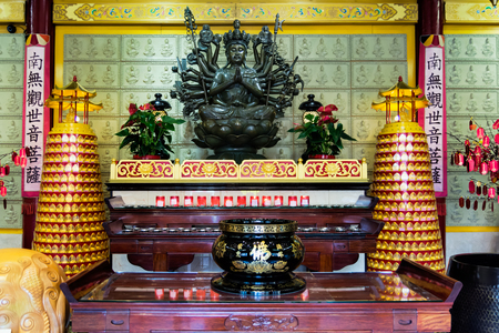 Interior of Fo Guang Shan He Hua buddhist temple in Zeedijk, Amsterdam, the Netherlands.のeditorial素材