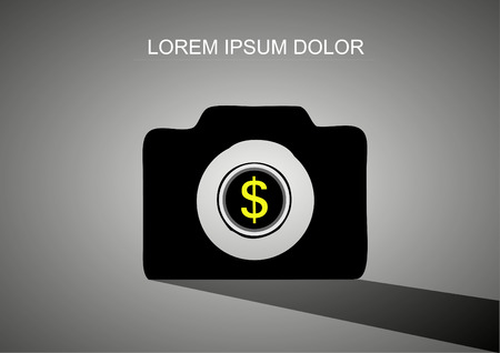 Camera With Coin Lens icon vectorのイラスト素材