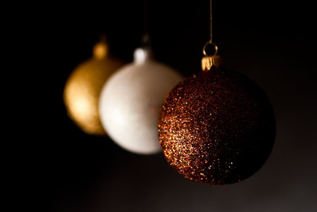 christmas balls on black backgroundの写真素材