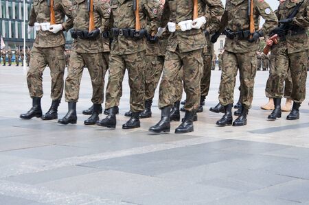 soldiers during the drill on the squareのeditorial素材