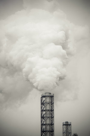 dirty smoke and pollution produced by factory