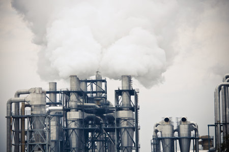 dirty smoke and pollution produced by factory