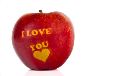 apple with the words  I LOVE YOUの写真素材