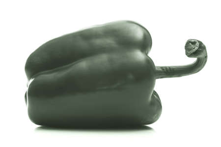 fresh green bell pepper isolated on whiteの写真素材