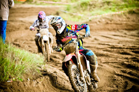NOWOGARD, POLAND - JUNE 30 : Polish Western Zone Motocross Championship Round VI Poland, Nowogard  30 June 2013のeditorial素材