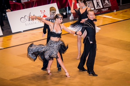 STARGARD, POLAND, December 1: Competitors dancing latin dance on the conquest, December 1, 2013 in Stargard, Poland のeditorial素材