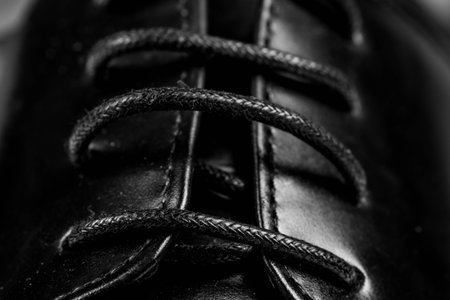 Closeup view of boot with black laces