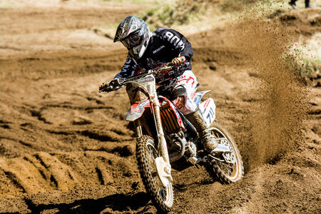 motocross rider on the raceのeditorial素材