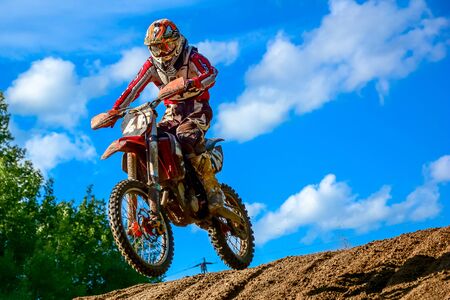 motocross rider on the raceのeditorial素材