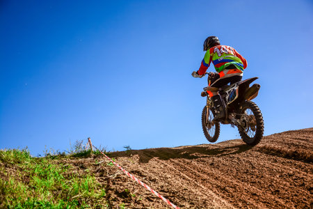 motocross rider on the raceのeditorial素材