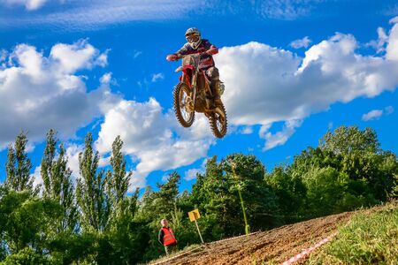 motocross rider on the raceのeditorial素材