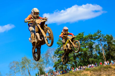 motocross riders on the raceのeditorial素材