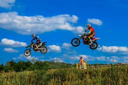 motocross riders on the raceのeditorial素材
