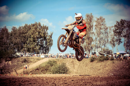 motocross rider on the raceのeditorial素材