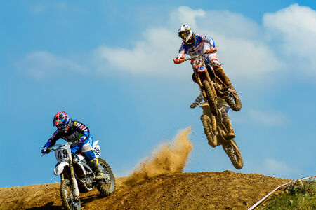 motocross riders on the raceのeditorial素材