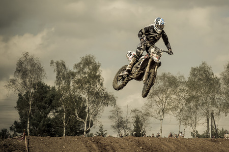 motocross rider on the raceのeditorial素材