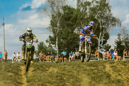 motocross riders on the raceのeditorial素材