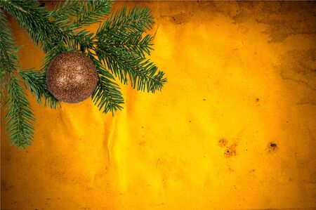 Christmas Decoration Over Old Leather Backgroundの写真素材
