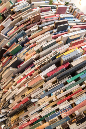 Books well built in central Library of Prague, Czech Republic. On the construction of the...