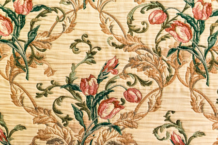 handmade fabric with seamless floral pattern backgroundの写真素材