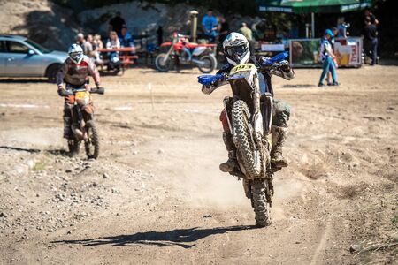 Motocross rider on the raceのeditorial素材