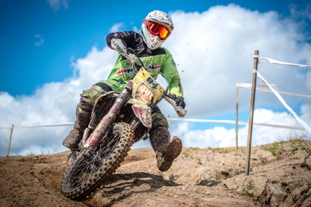 Motocross rider on the race