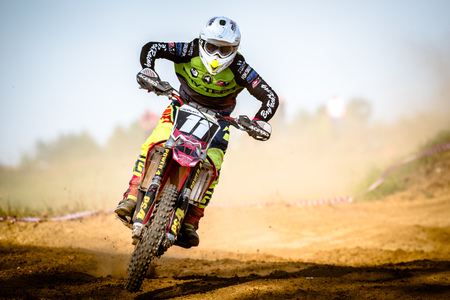 Undefined rider on Polish The West Zone Motocross Championship Poland, Chojna 25 September 2016のeditorial素材