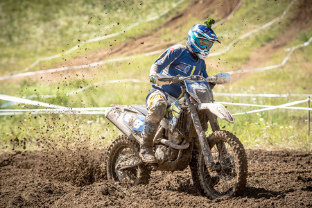 Motocross rider on the raceのeditorial素材