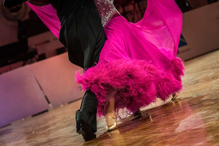 couple dancing ballroom dance on dance competitionの写真素材